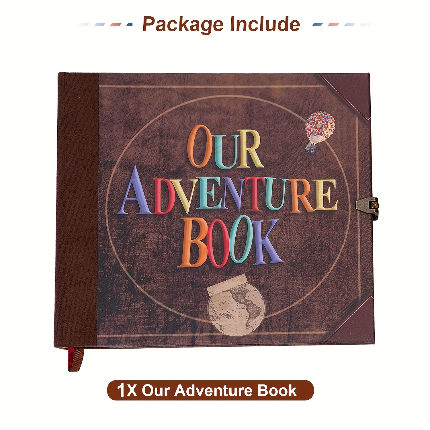 Image of Our Adventure Book Photo Album 8.9x7.7inch Retro Style 146 Pages Embossed Letter Cover Journal Scrap Book Kit Decor Gifts For Christmas/ New Year/ Mother's Day/ Valentine's Day/ / Easter