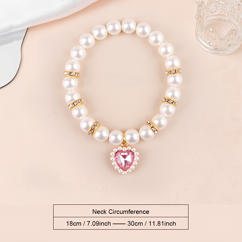 TEMU Collana con perla per animali domestici, collare con perla in ABS per animali domestici, collana con ciondolo a forma di cuore per , accessori