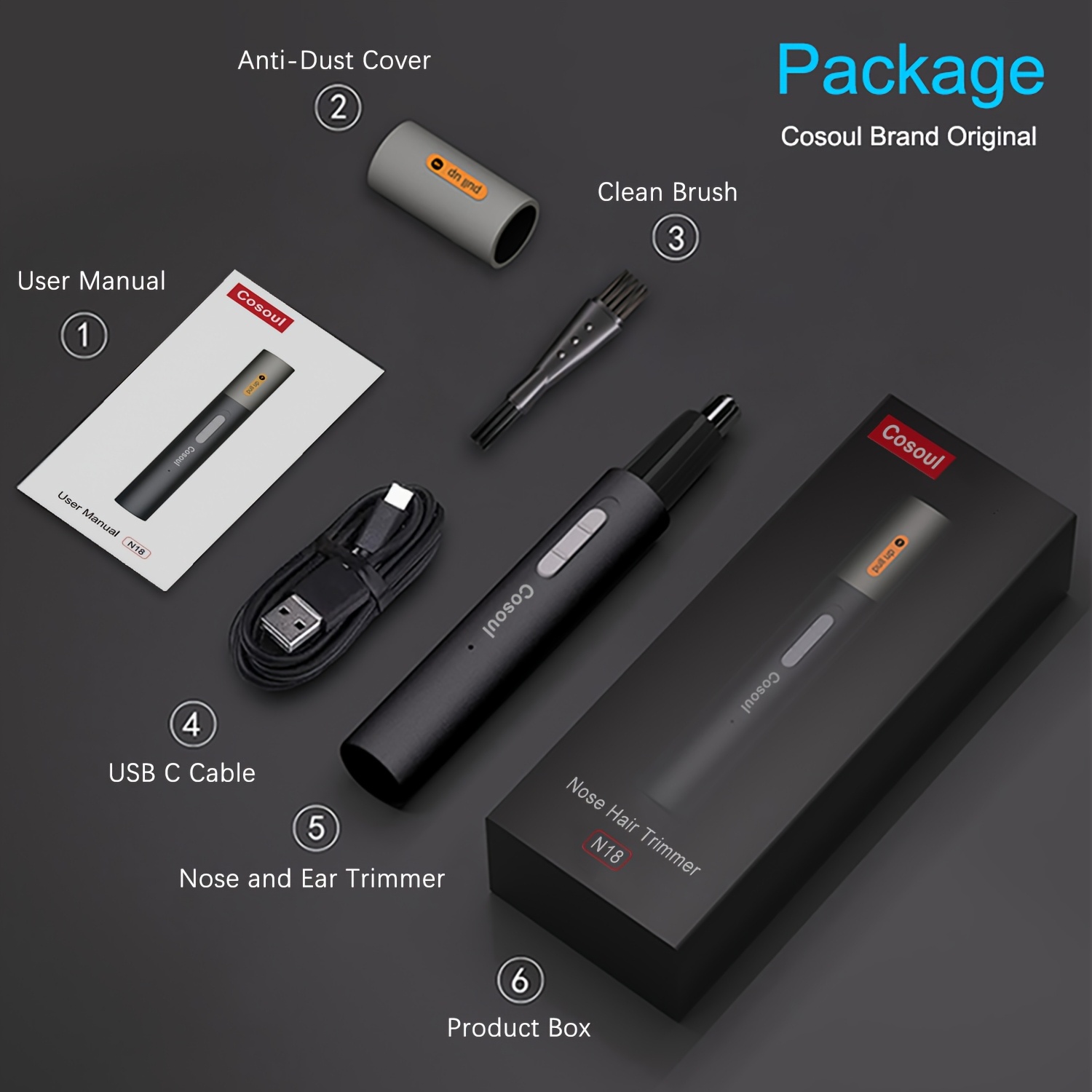 Image of Nose Hair Trimmer Electric Rechargeable Metal Alloy Nose Hair Trimmer Removal Nose Trimmer Ear Hair Shaver
