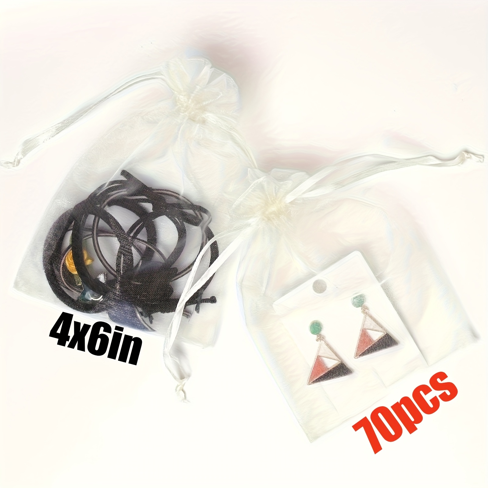 E-shop 70 Stück 4x6 Zoll (10x15 Zentimeter) Transparente Organza-Beutel mit Zugband, Geschenktüten für Feiertage, Ideal für Partygeschenke, Gegenstände