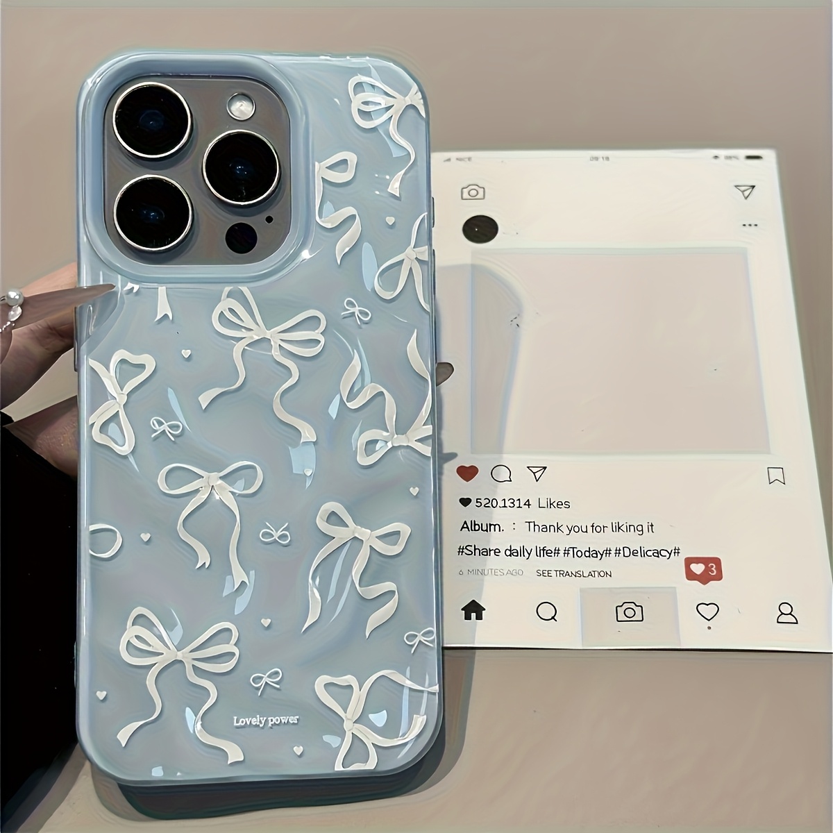 TEMU Coque de téléphone - Coque de téléphone mignonne et créative, motif nœud, compatible avec iPhone 17, 16, 15, 14, 13, 11 et 12 Pro Max, convient