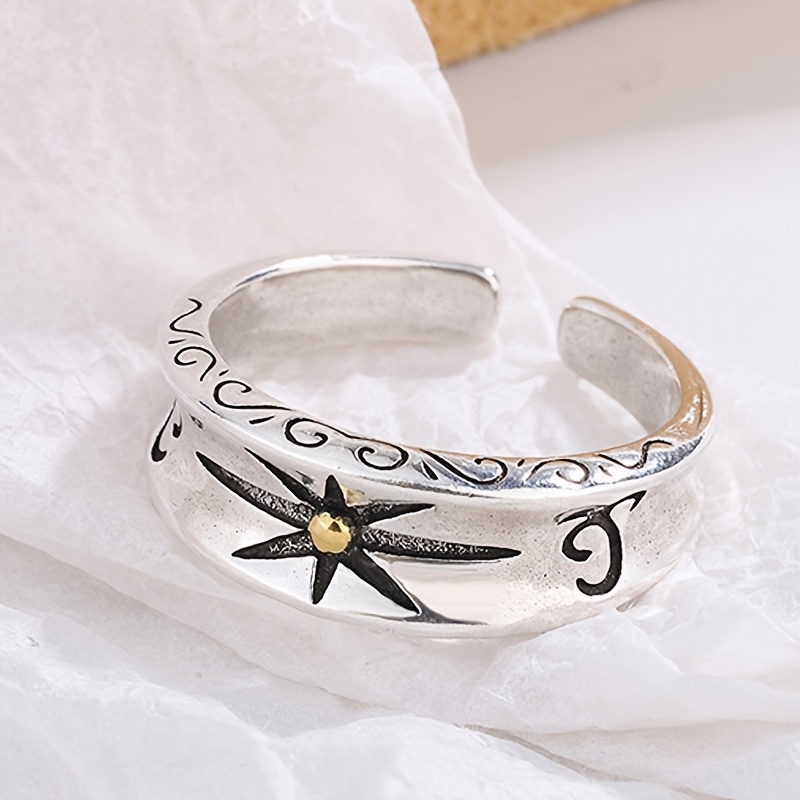 Stylish Hip-Hop Starry Wide Open Ring, Perfect for Autumn