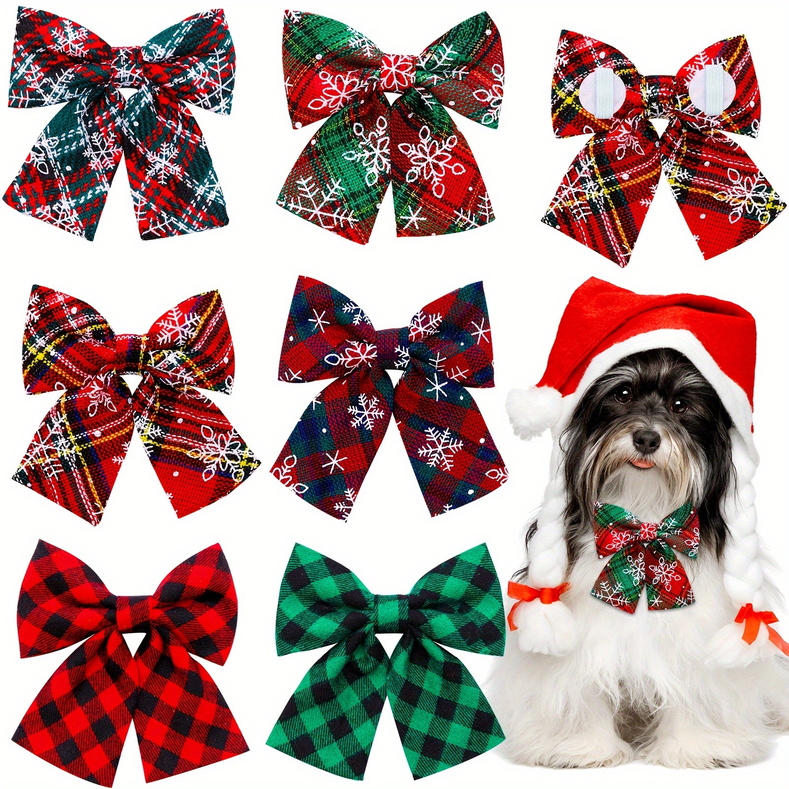 

3 Pcs Christmas Bows, Pet Grooming Accessories, Removable Pattern Bow And , Decoration