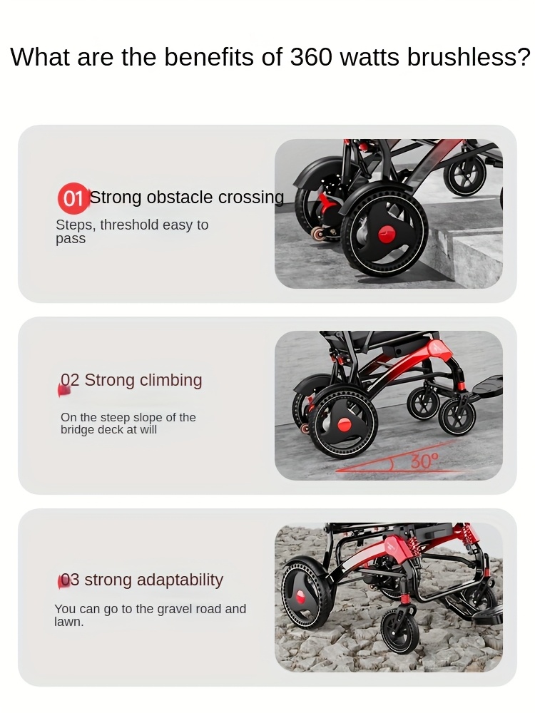 electric wheelchair mobility scooter for seniors 300 500w high power 13     lightweight and foldable 350 lbs weight capacity Product details 5