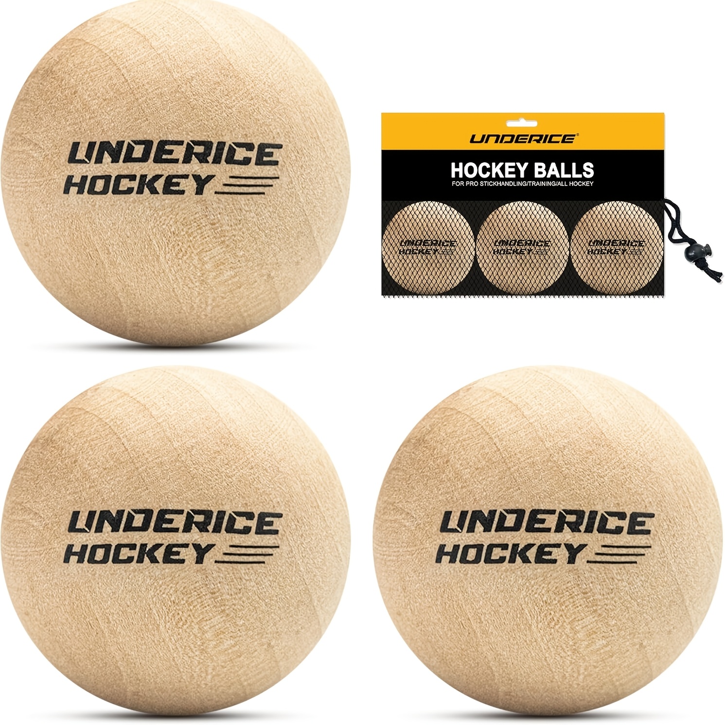 Image of 2-inch No-bounce Hardwood Practice Balls, Swedish Stickhandling Training Balls Wood Hockey Balls For Street Hockey & Floorball Training