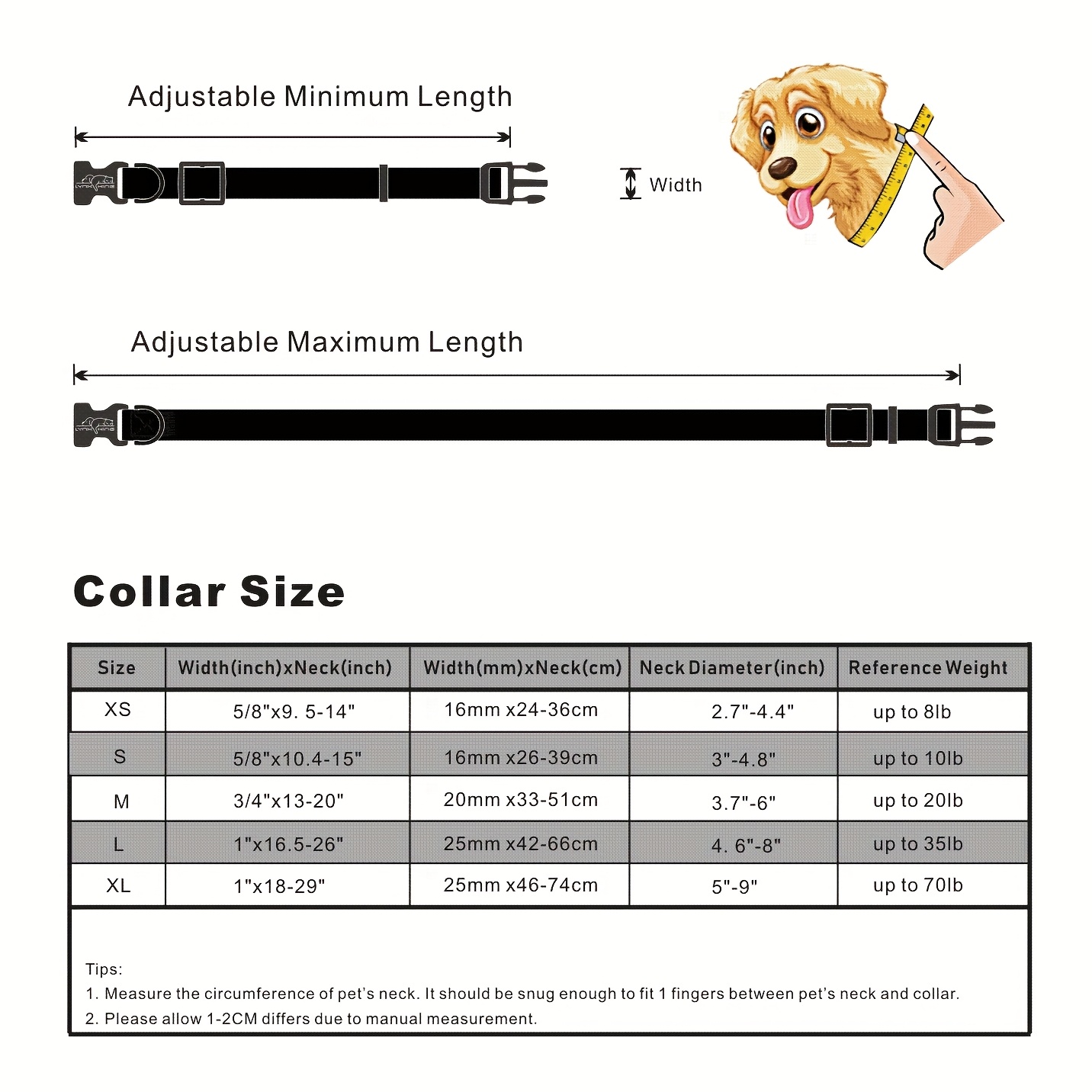 Dog Collar, Soft Comfortable Material with Quick-Release Buckle