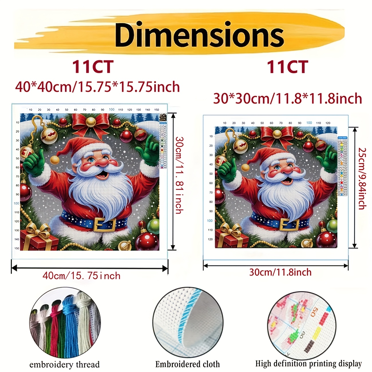Cross Stitch Kit, Santa Christmas Decoration Pattern
