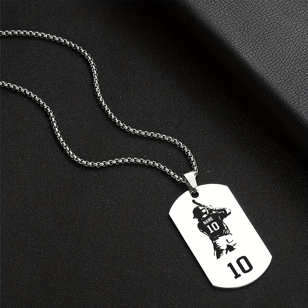 TEMU 1pc Custom Personal Or Team Baseball 304 Stainless Steel Necklace, Baseball Commemorative Gift, Ideal As A Holiday Or Birthday Present For ,