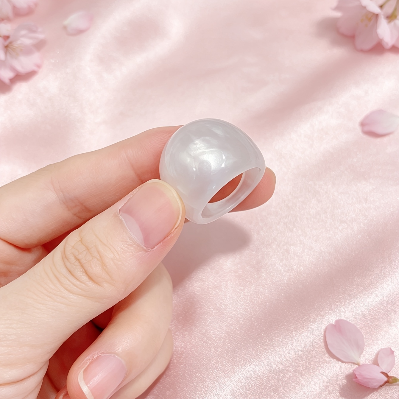 5pc Unisex Transparent White Resin Ring Set