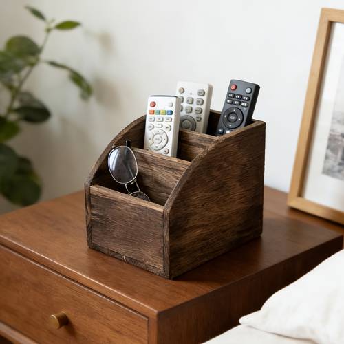 Bekende Houten Afstandsbediening Organizer Box | Retro Multi-Compartiment Bedkast Opbergdoos voor Woonkamer Bureau, Multifunctioneel Gebruik, Plankmanden