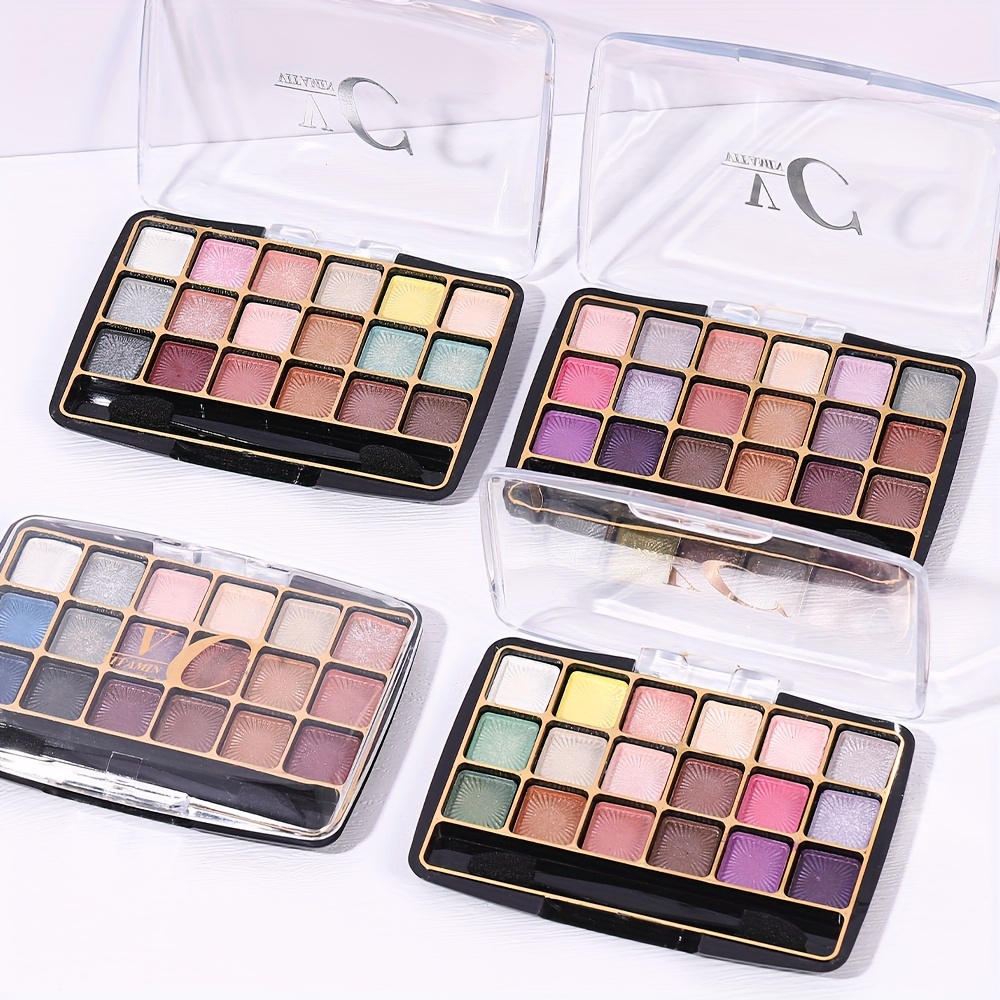 

18 Colors Eye Makeup Palette, Matte Shimmer Metallic Eyeshadow Palette Contain Plant Squalene