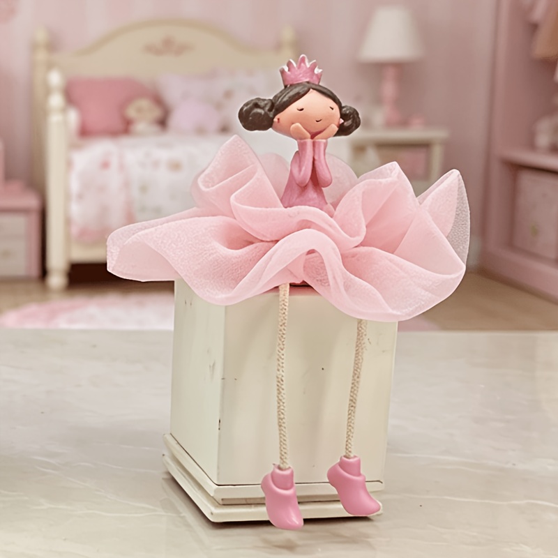 TEMU Collectible Figurines, Pink Princess Long Legs Holiday Ornaments Small Statues, Suitable For Living Room, Bedroom, Girly Bedroom, Gift For ,