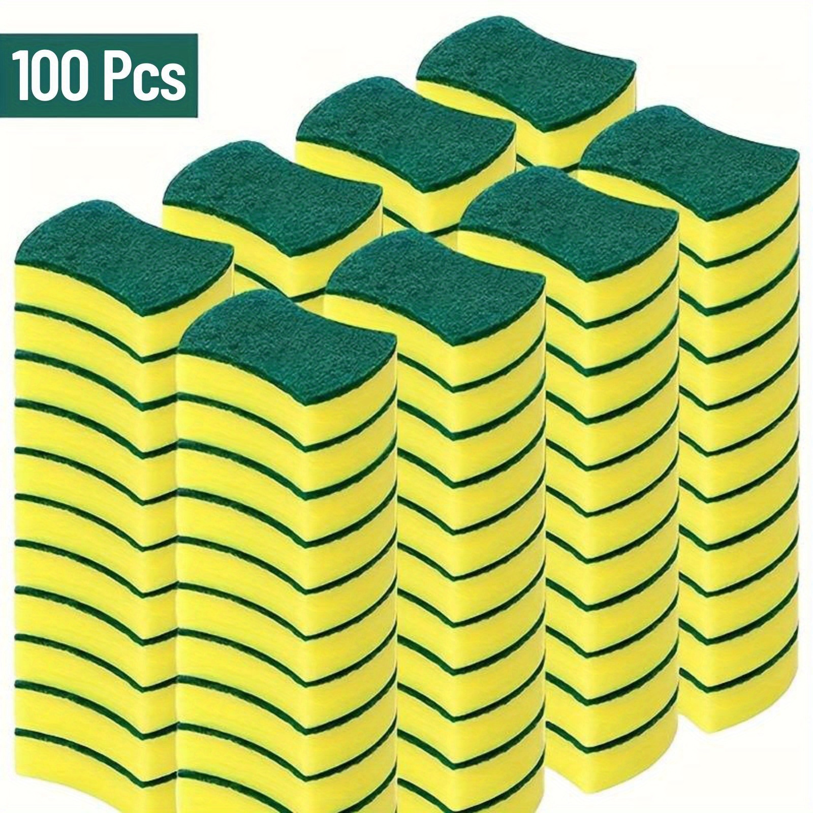 TEMU 100pcs, Multifunctional Cleaning Sponges, Double-sided Cleaning Cloths For Home Use, Dishwashing Sponges, Sponges, Durable Scratch-free , Super