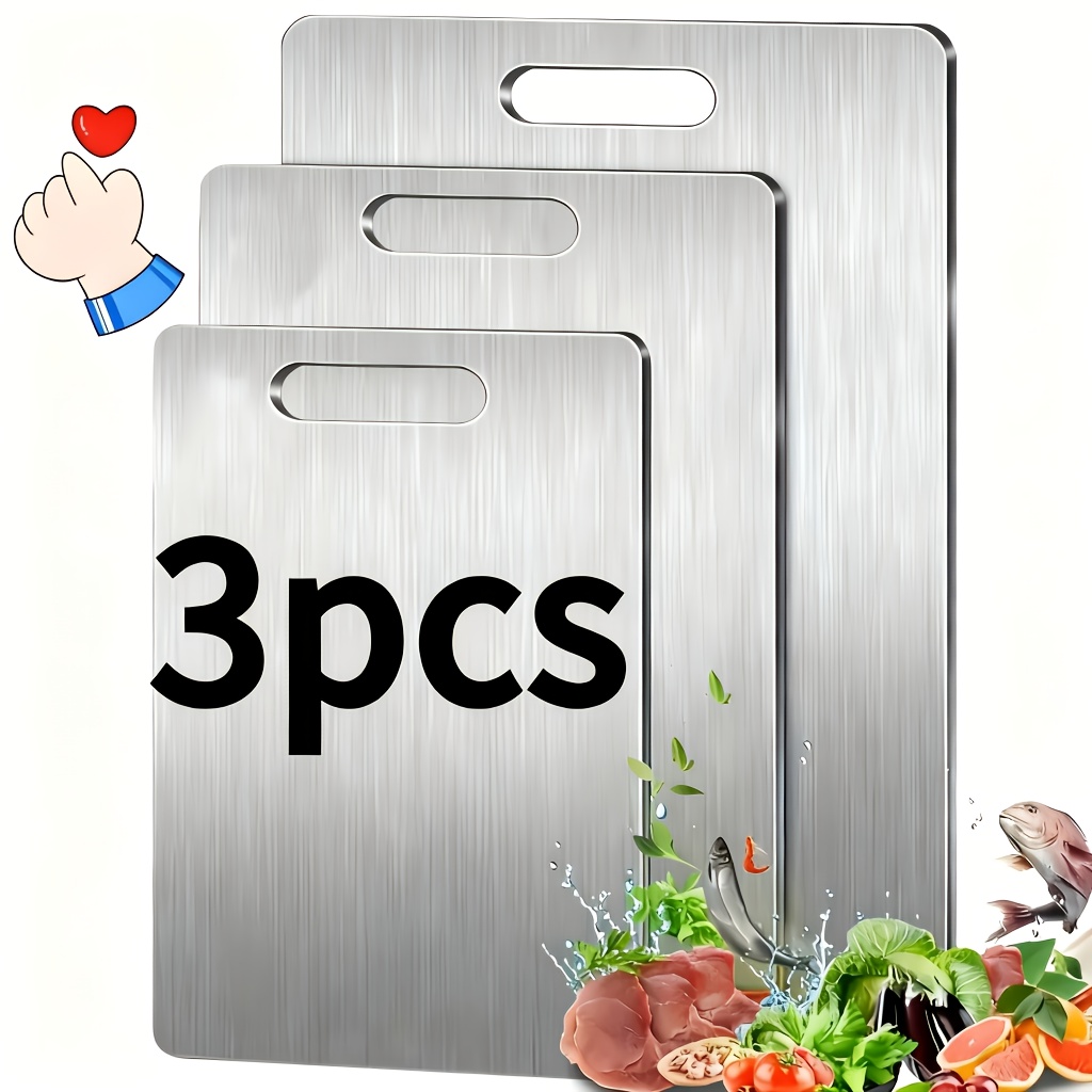3  stainless steel cutting board set durable easy to clean   space saving rust resistant and bpa free safe for food preparation