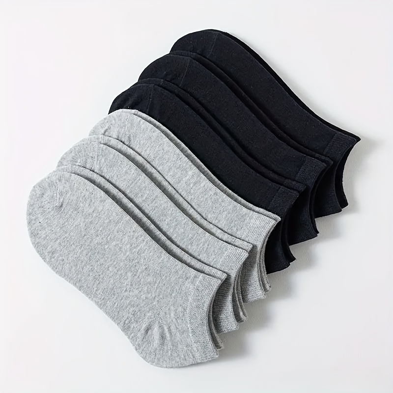 6 Pairs Black White Gray Men Women Summer Mouth Low Cut Boat Socks Athletic Socks