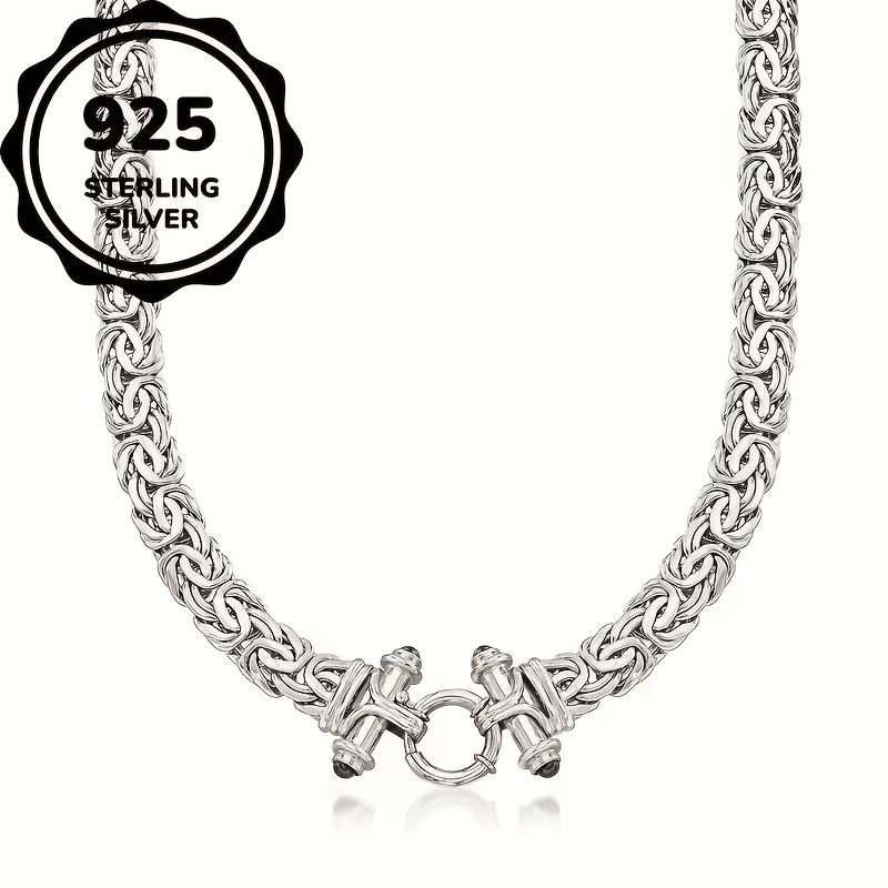 Image of Fashionable 925 Silvery Byzantine Necklace With Woven Straw Detail, Delicate Stylish Craft For Daily & Party Occasions, Perfect Festival Gift With Box Included