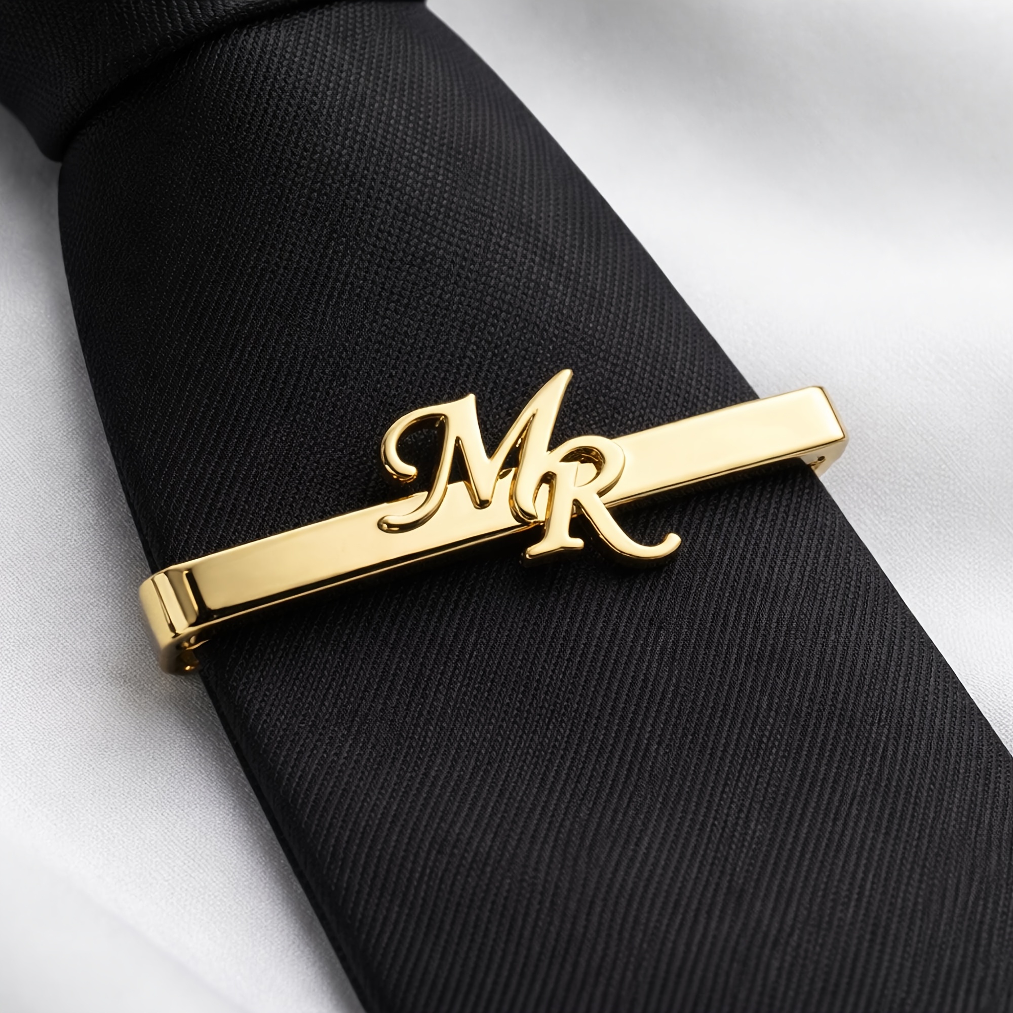 TEMU Personalized Tie Clip For Men Custom Engraved Initials Cursive Handwriting Tie Bar Stainless Steel Monogram Tie Pin Hypoallergenic Tarnish