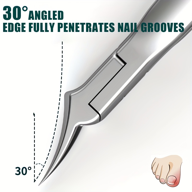   professional stainless steel ingrown toenail clippers   podiatrist toenail clippers with sharp pointed tip serrated blade for thick curved ingrown nails safe for men seniors sensitive light beige durable hygienic design Product details 1