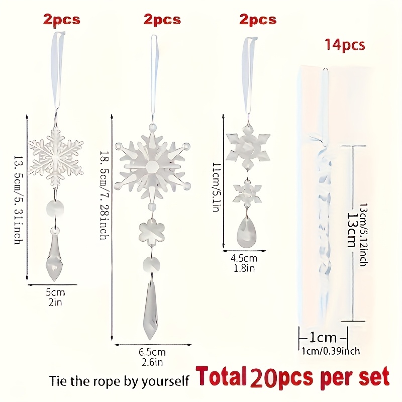 TEMU A Set Of 20pcs, Featuring Crystal Elegant Style Icicles, Ice Bars, And Snowflake Christmas Ornaments, Made Of Transparent Acrylic, Suitable For