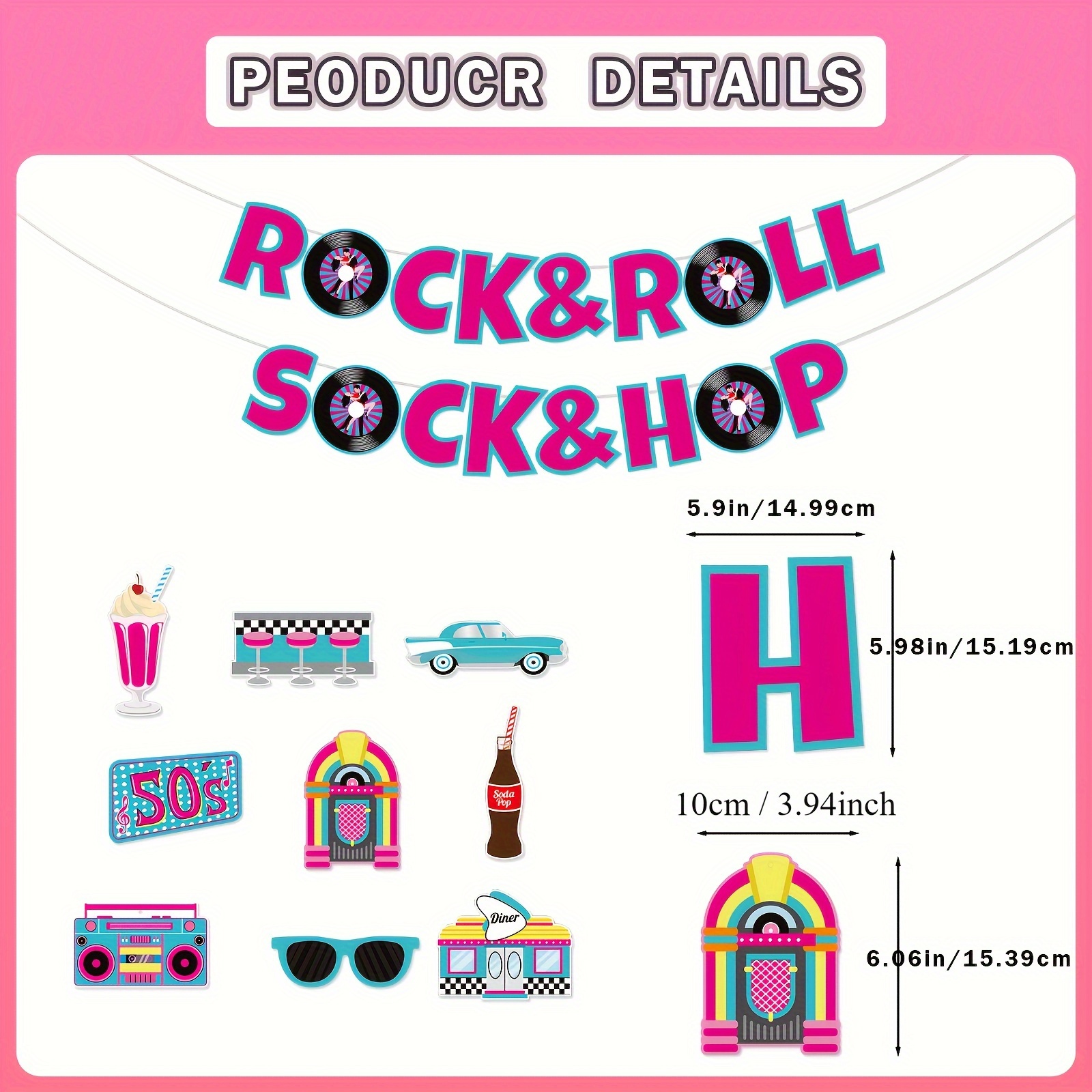 Back To The 50s Rock Party Background Decoration Let's Party - Temu