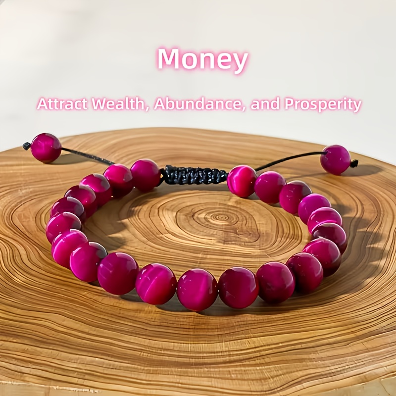 Image of 1pc 's Eye Stone Bracelet, An Adjustable Bracelet Of Of And Protection. The Rose 's Eye Features Unique Textures And A Vibrant Color. It Makes A Perfect Gift For Yourself Or Your Girlfriend