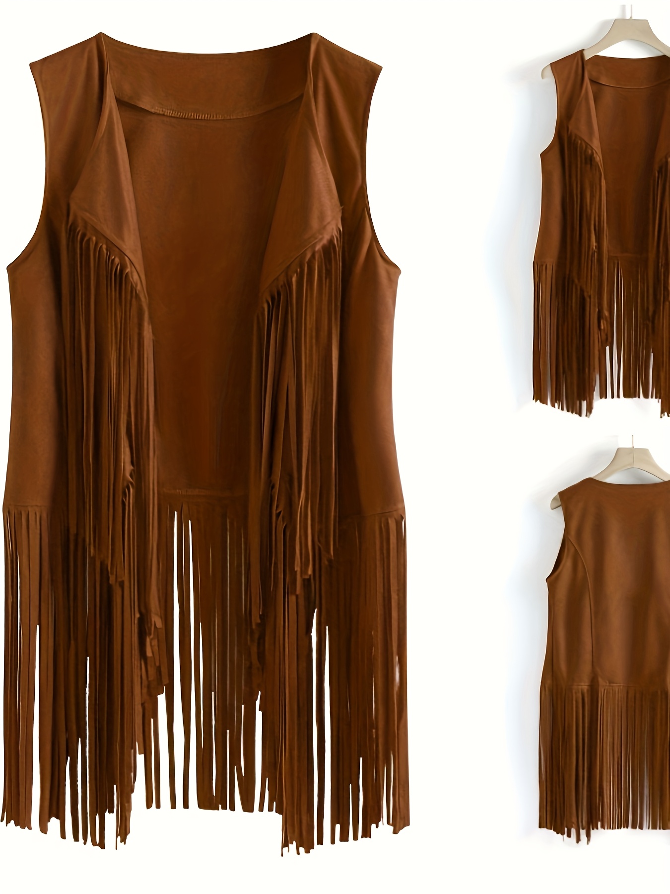 european and   womens fashion tassel vest jacket   deer buttonless   length vest
