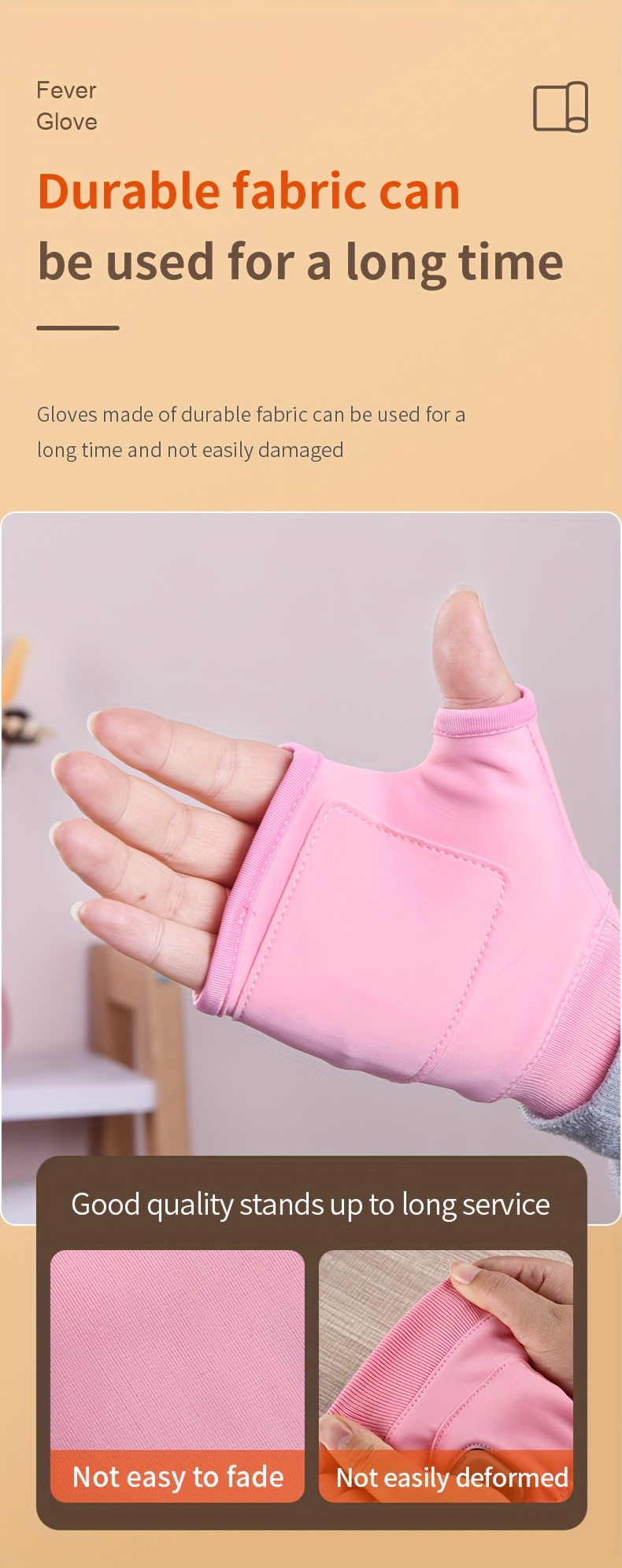 1 Pair Unisex Touchscreen Heated Gloves, Casual Style Solid Color, Striped Pattern, Stretch Fabric, Non-Washable, with USB Rechargeable Fingerless Hand Warmers for Outdoor Use details 8