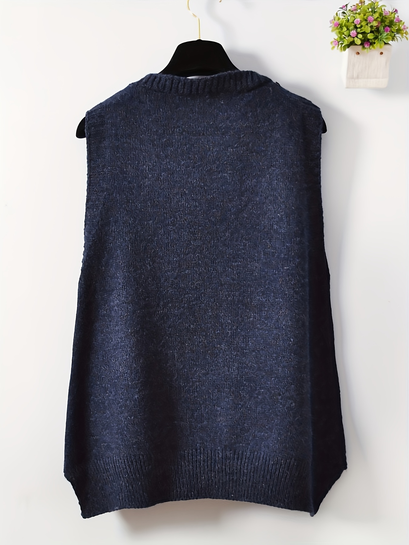 Women's Knitted Cashmere Sweater Vest - Sleeveless V-Neck Cardigan Vest With Pockets, Autumn Winter Fashion Top
