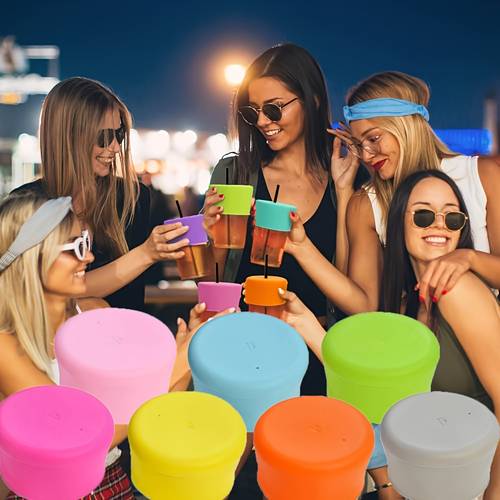 random color 1pc 3pcs 5pcs silicone drink covers with straw hole glass cup lid protector toppers for bug prevention club cup safety additions ideal for christmas halloween fathers day graduation