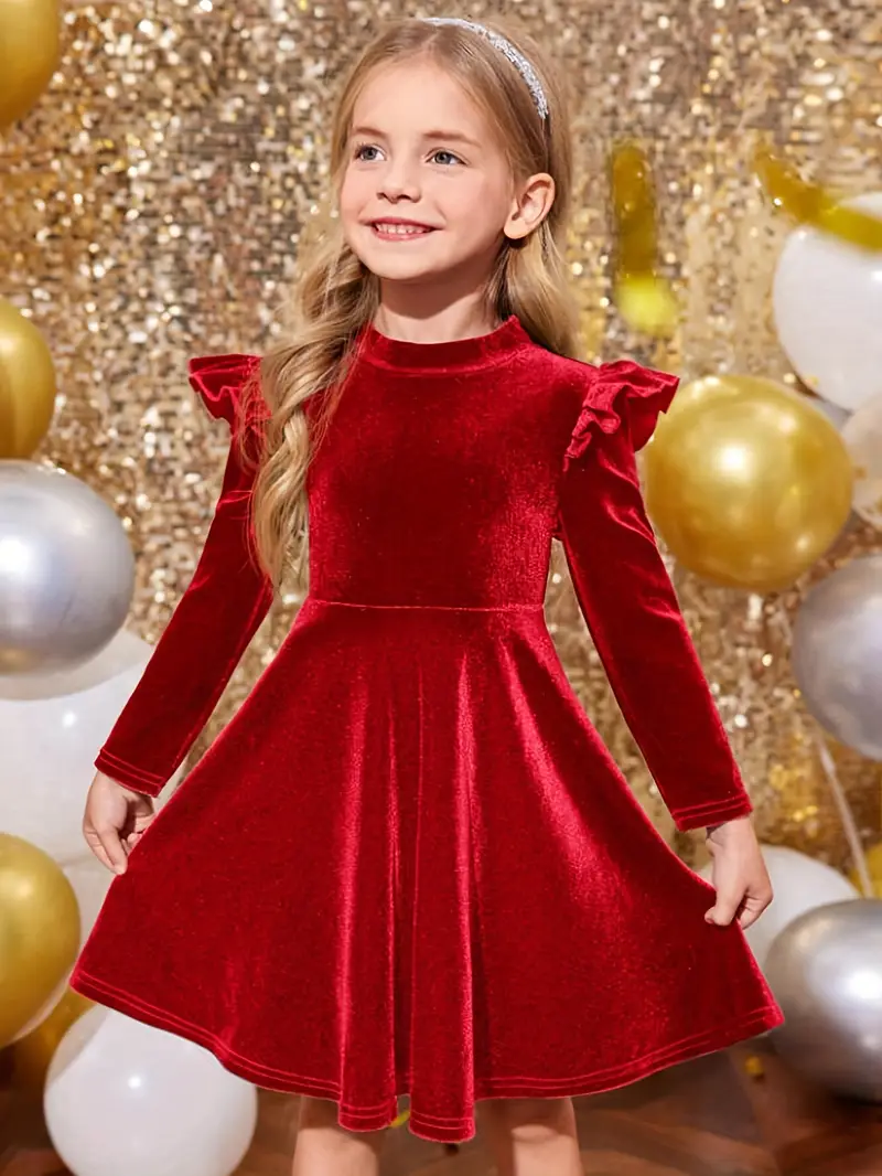 girls winter party dress Winter Party Wear Woolen Dress For Baby Girl Woolen Kids Winter Dresses Girls Wool Blend Thick