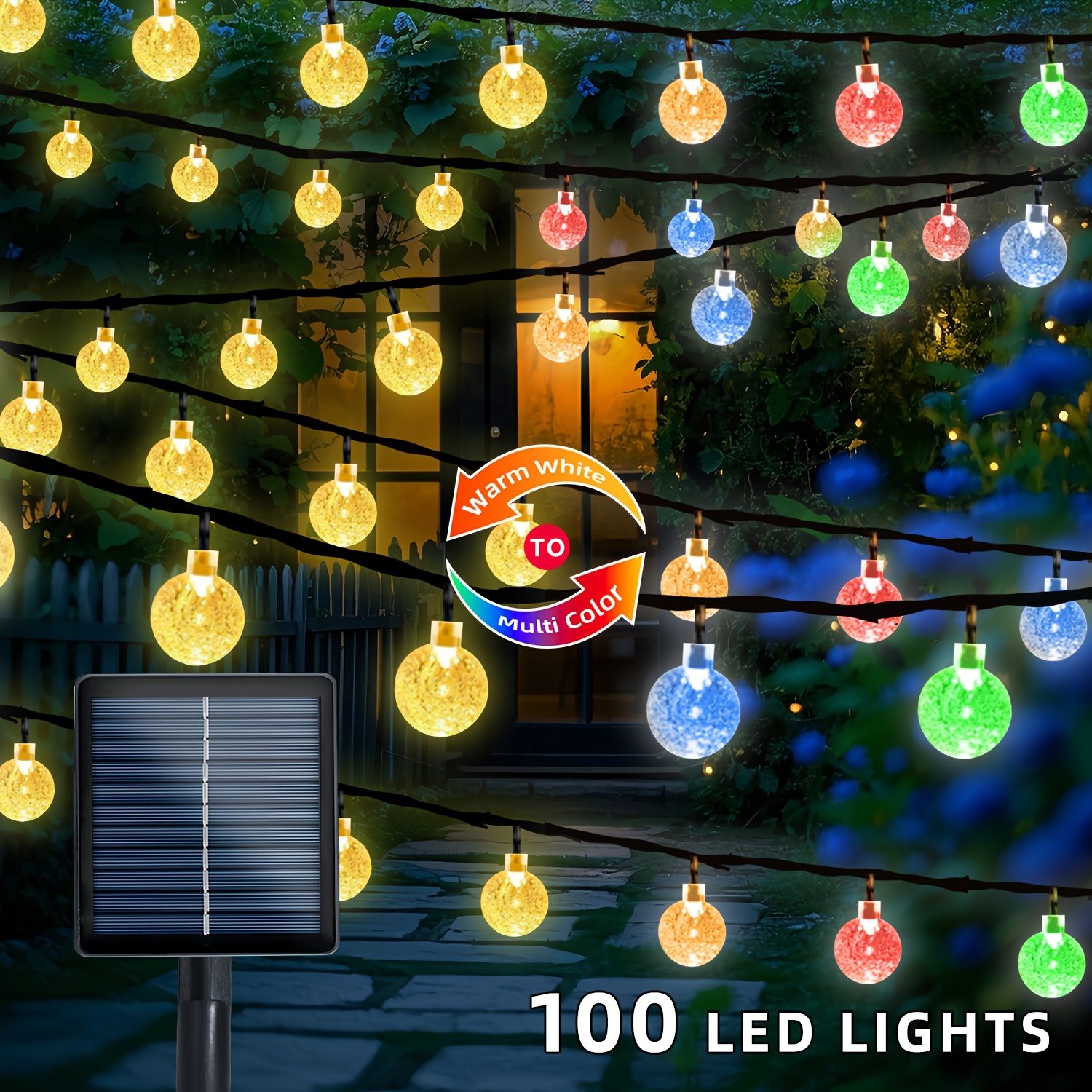 Image of Rgb Led Strip, Solar Light, 100/50/20 Led Lights, 11 Lighting , Automatically Lit At Night And Automatically Turned Off During , Suitable For Courtyards, Gardens, Weddings, , Christmas, Parties