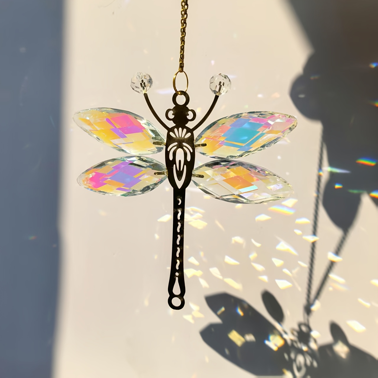 TEMU Sunlight Catcher Crystal Dragonfly, No Electricity Required, Light , Suitable For Home Decoration, Courtyard And Balcony, Children's Day Gift,