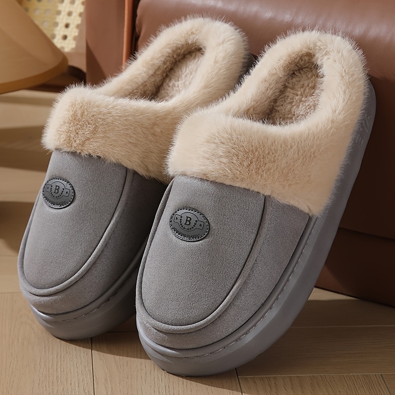 lined mens slippers with eva sole warm non slip indoor shoes for winter comfort details 8