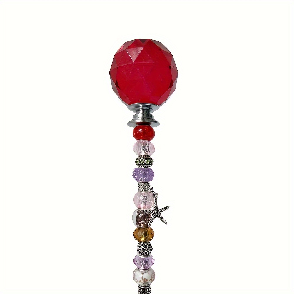 Image of 【3d】 [3d] 1pc Colorful Pretty Jeweled Garden Stake, Planter Stake, Round Prism Garden Stick, Fairy Garden Stake, Plant Bling, Potted Plant Stake, 14 Inches