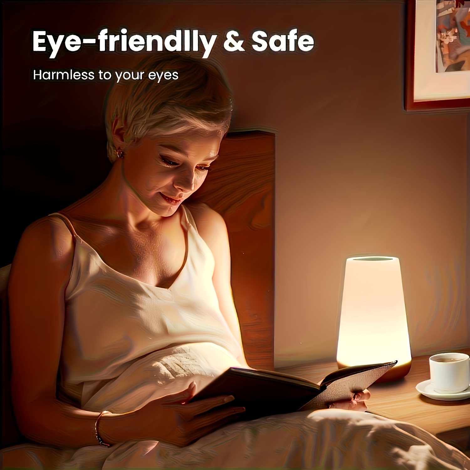 Lihangstar Touch-Sensitive Dimmable Night Light, Adjustable LED Smart Touch Lamp for The Bedroom, USB Rechargeable Portable Desk Lamp with 5 Brightness Levels And Adjustable RGB Colors, Suitable for Bedrooms, Hallways, Living Rooms