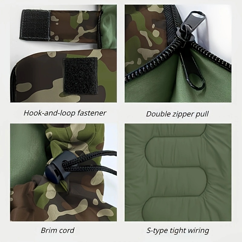 6-Color Options, 1-Person Camouflage Envelope Sleeping Bag - Insulated Zipper Closure, Compact & Lightweight Design for Outdoor Camping Enthusiasts, Cold Weather Protection with Durable Synthetic Fabric