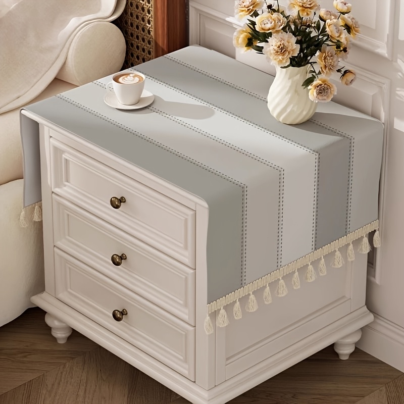 TEMU American-style Bedside Table Cloth, Bedroom Rectangular Tabletop Protector, Household Living Room Coffee Table Decorative Tablecloth, Fabric