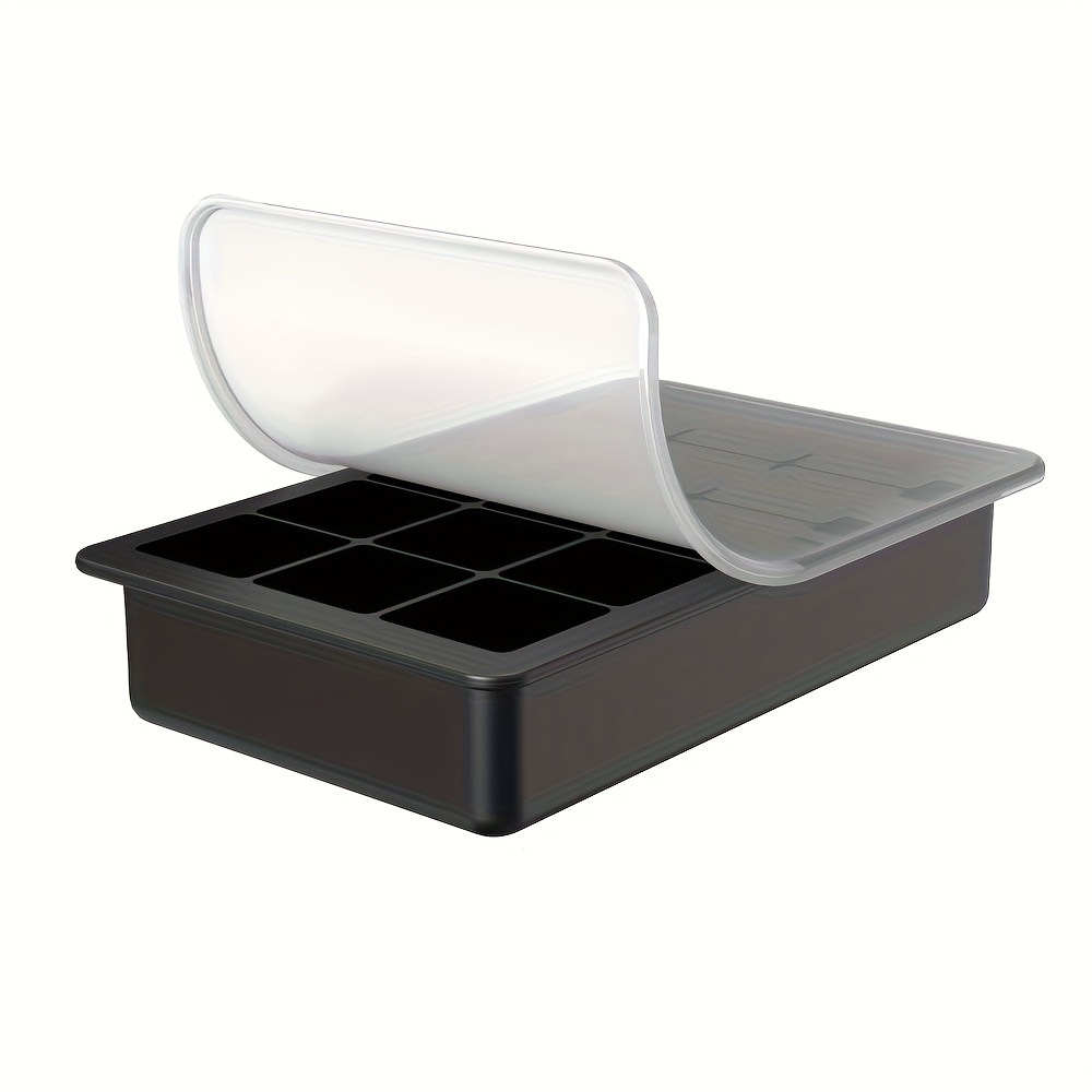 1-set Large Square Silicone Ice Cube Tray With Lid - 15-cube Freezer Mold, Stackable & Reusable For Whiskey,, Baby Food, Chocolate - Tray With Lid For Storage & Quick
