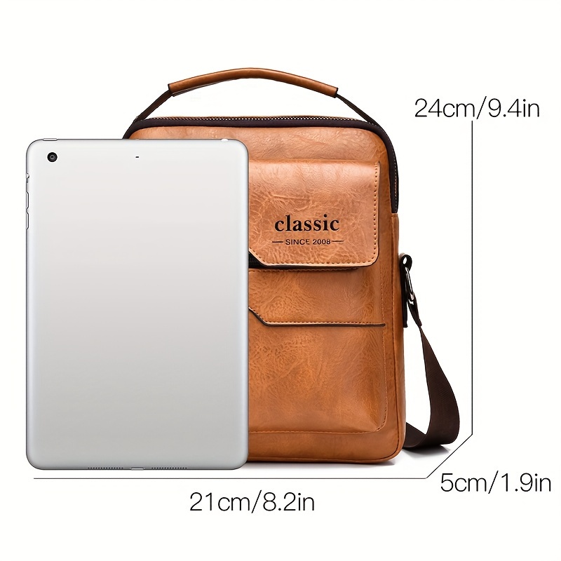 

Weixier Casual Men's Pu Leather Crossbody Sling Bag With Multi-, Adjustable Strap, Water-resistant And -proof For Business, Travel, Daily , Shopping