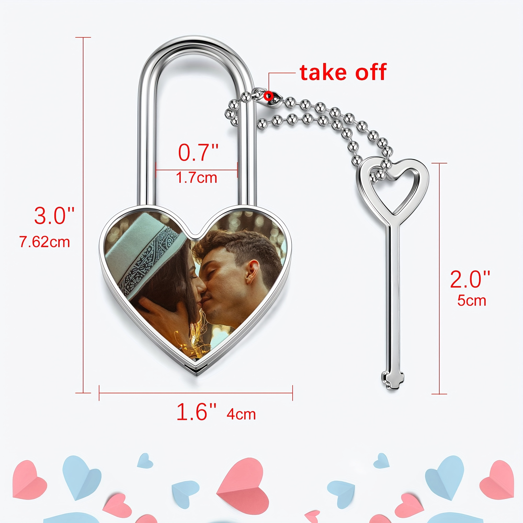Personalized Love Lock with Photo, Custom Heart Lock