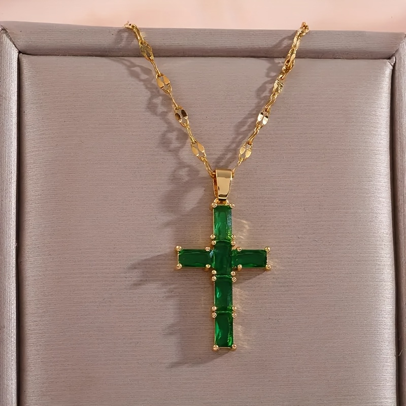 Chaîne Et Croix En Argent Sterling Vintage - Années 1970 - Pendentif Croix 4,9 X 2,7 Cm - Occasion