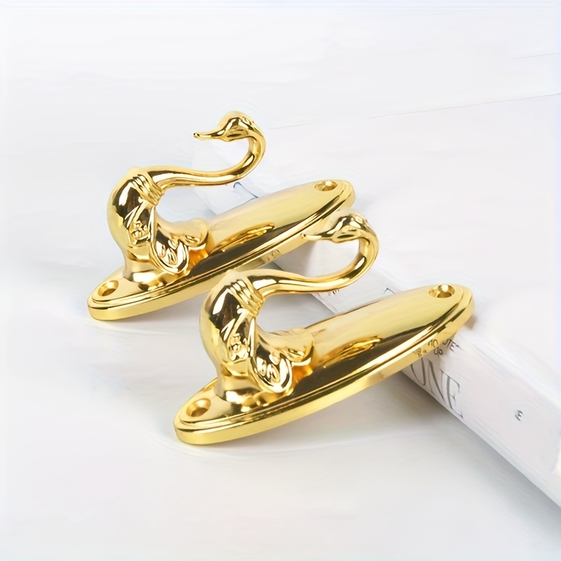 Image of 2pcs Swan-shaped Metal Wall Hooks, Suitable For Indoor Curtain Hooks, Bathroom/bedroom Hooks - Traditional Style, With Mounting Screws