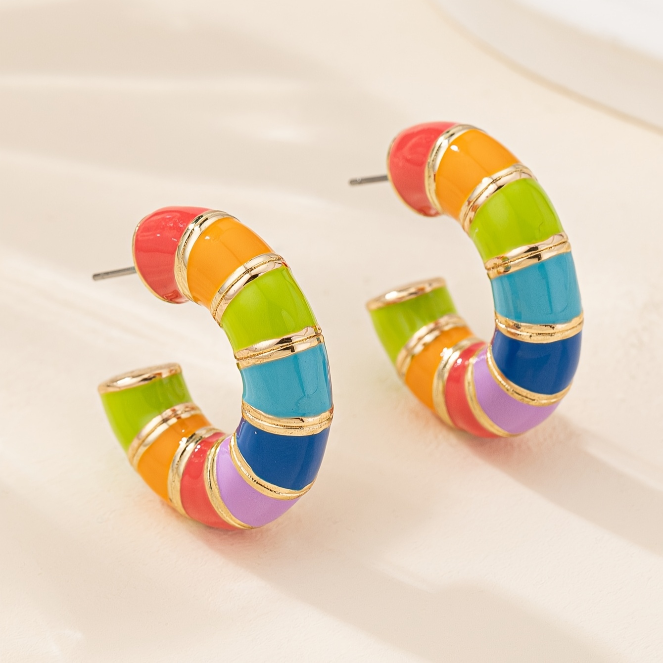 Image of Elegant Colorful Enamel Water Drop Hoop Earrings For Women - Perfect For Parties, Birthdays, And Everyday Chic