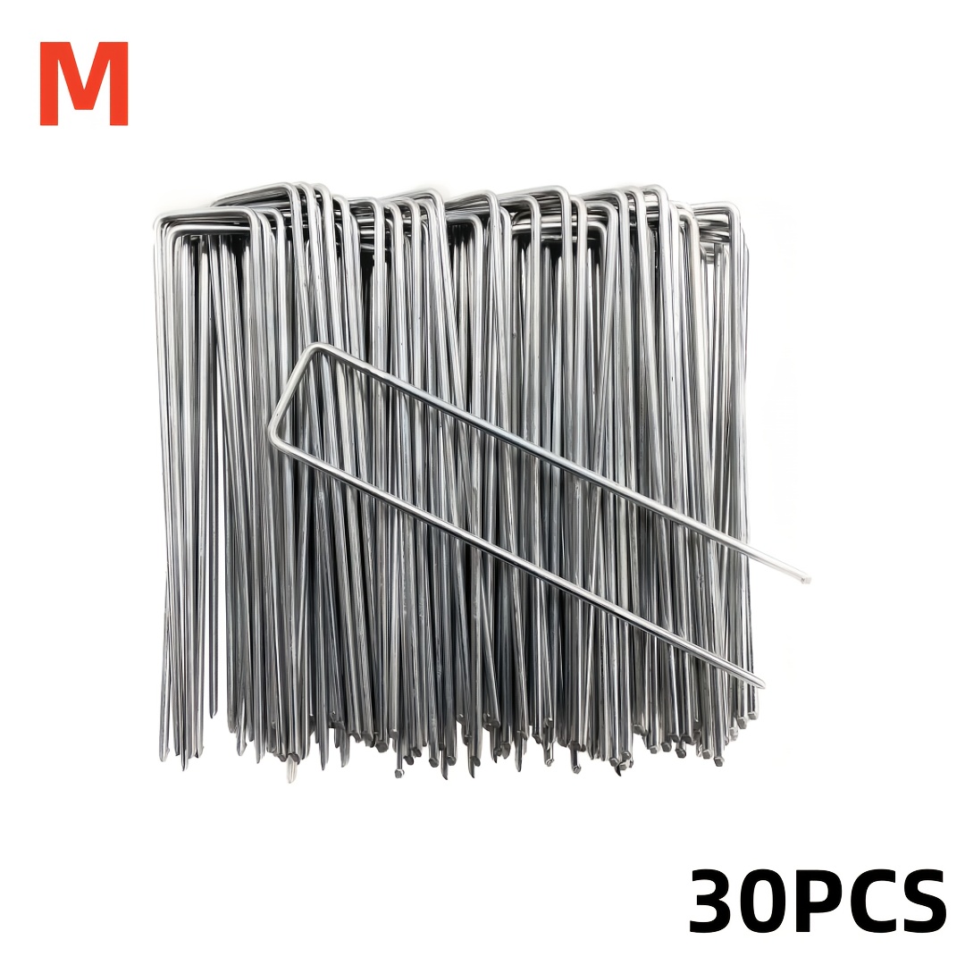 TEMU 30pcs Garden Stakes, Tent Stakes, Galvanized Landscape , Ground Stakes, Used For Landscaping, Barrier Fabric, Irrigation Pipes, Fence Stakes,