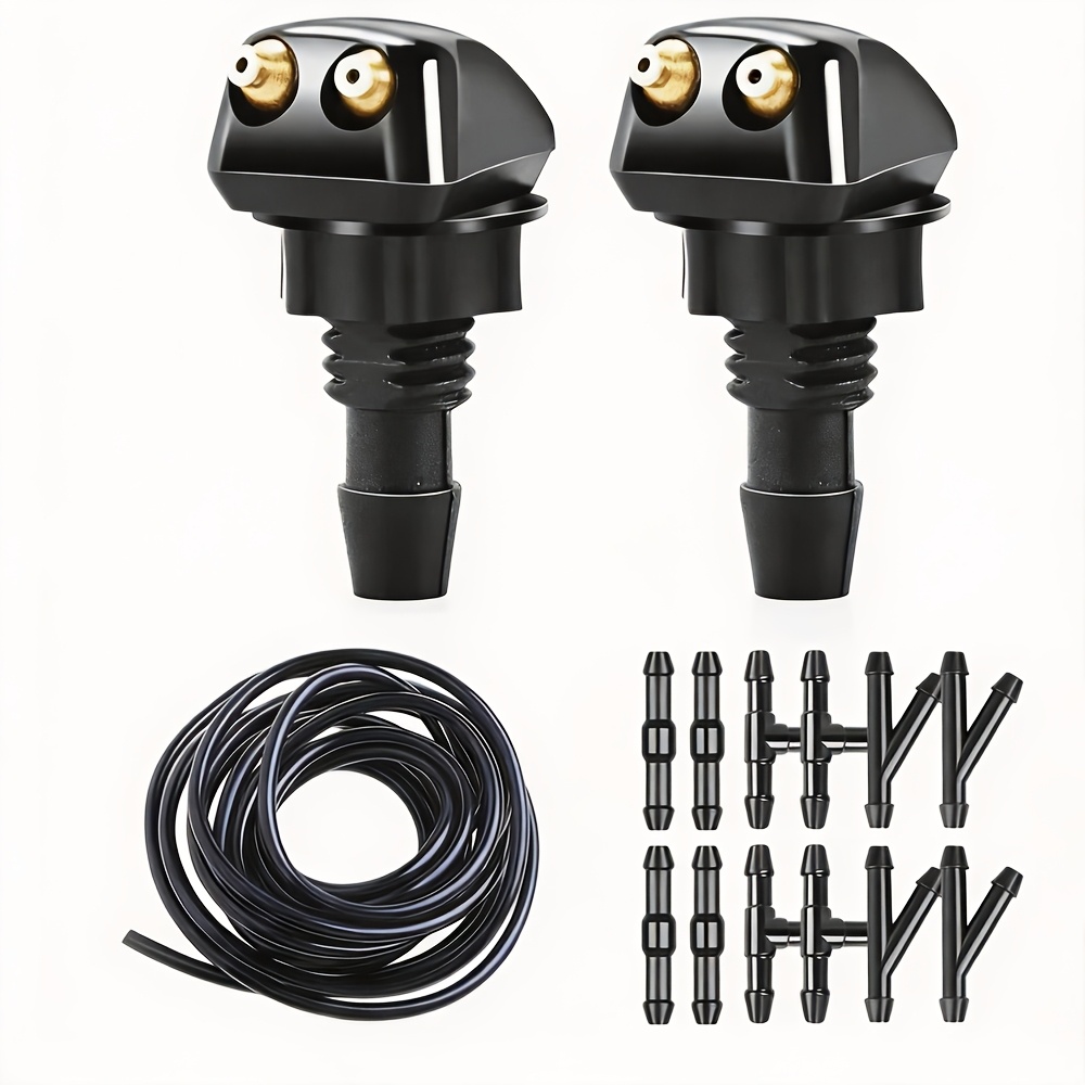 TEMU Universal Car Wiper Washer Nozzle/kit Includes 1 78.74-inch Hose, 12 Connectors, And 2 Dual-hole Nozzles For Replacement And Repair