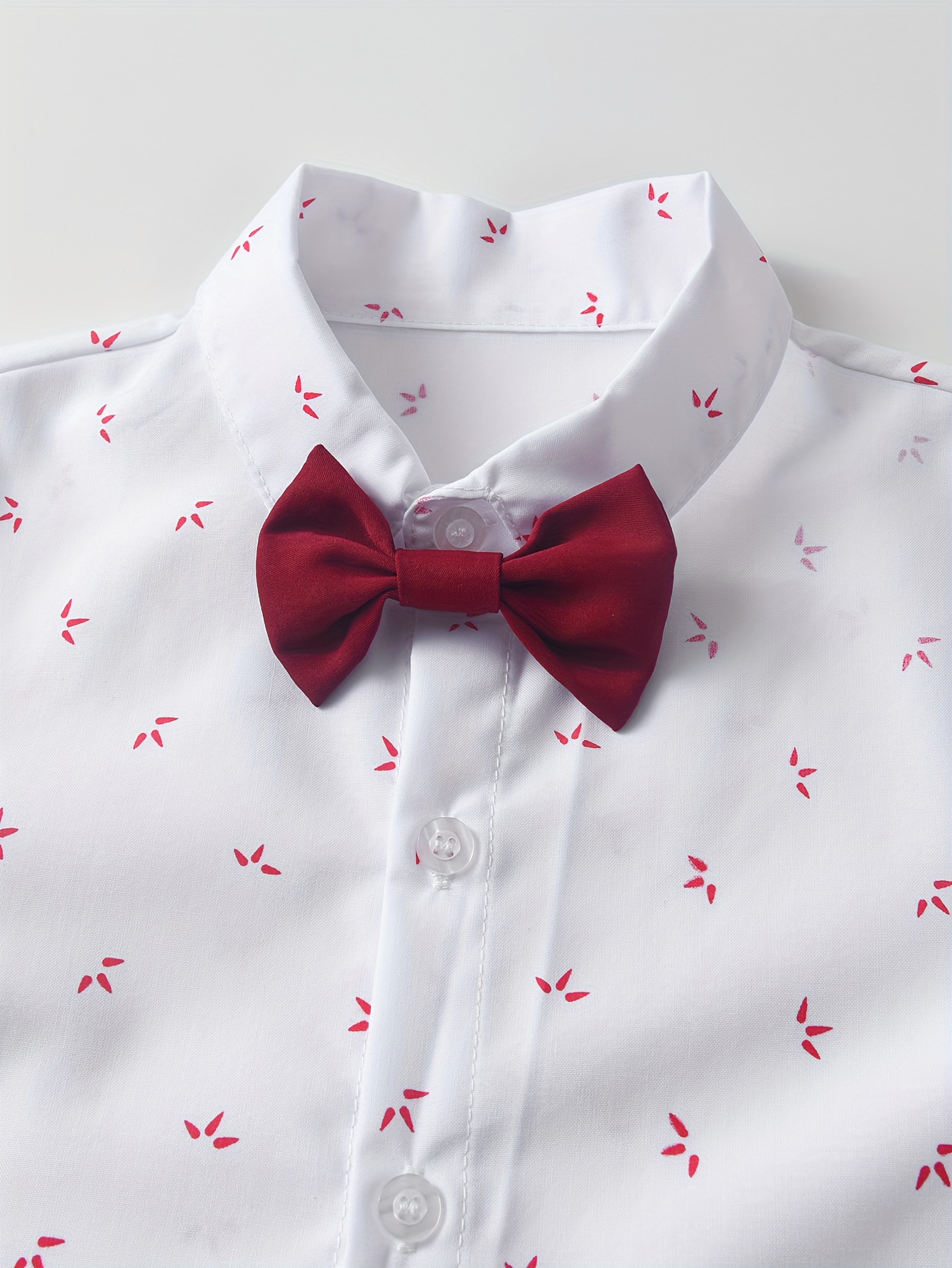 JAICEE Boys' 3pcs Gentleman Suit Set: Long-Sleeve Shirt with Bow Tie and Solid Color Suspender Overalls, Stylish and Romantic, Suitable for Birthday Parties, Evening Gatherings, First Birthdays, and Wedding Banquets