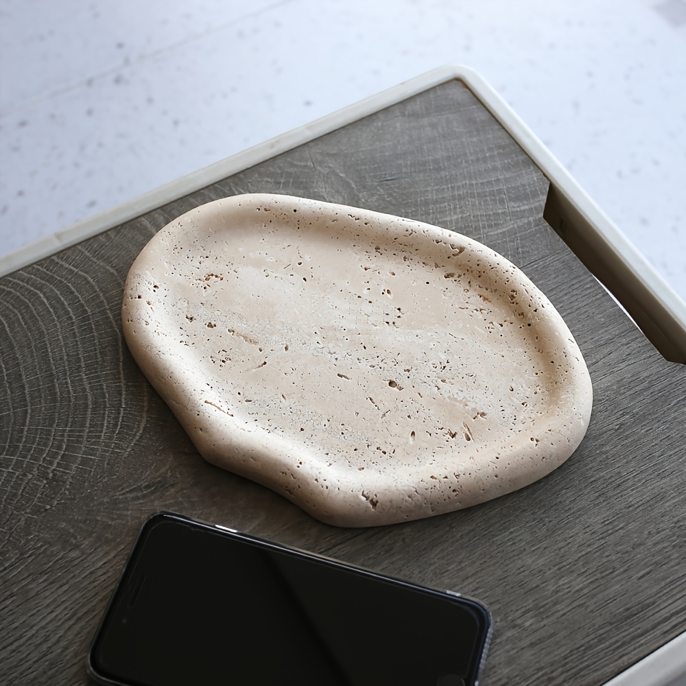 1 Natural Marble Jewelry Storage Tray, a Premium Stone Cloud-shaped Entryway Decor Piece, Suitable for Home, Bathroom, Kitchen, Living Room, Bedroom, Coffee Table, Dining Room, and Room Decoration, Non-Food Contact