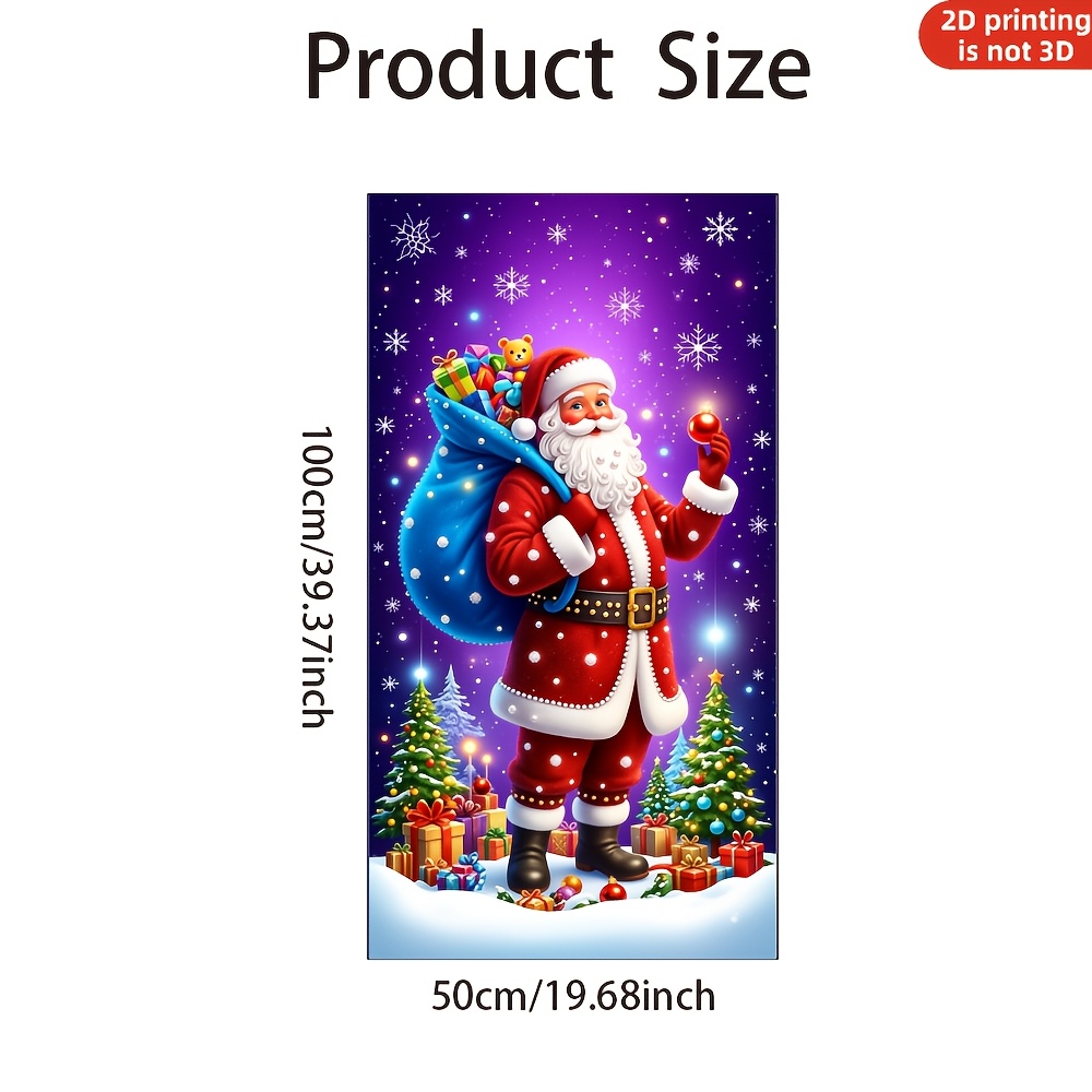 TEMU Décoration adhésive 2D à plat pour fenêtre, Père Noël avec et sapin de Noël, amovible pour cuisine et salle de bain, 2D à plat