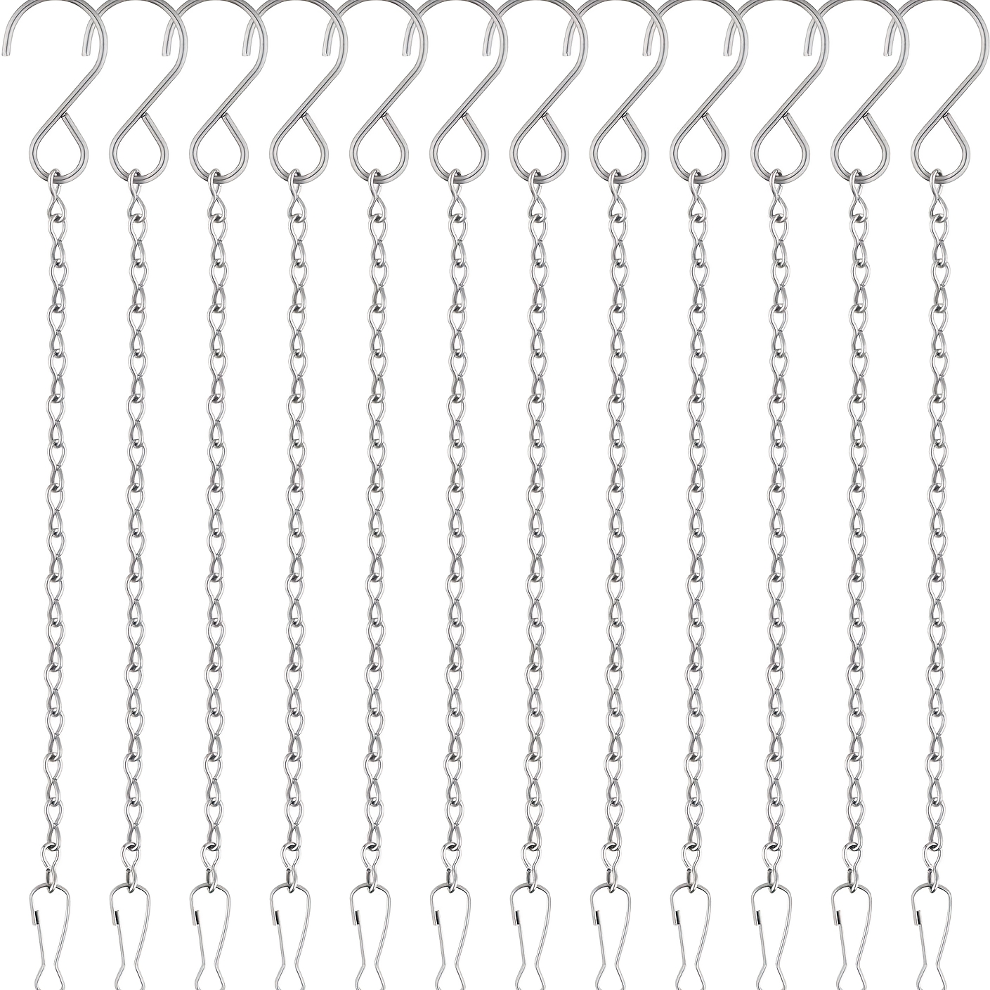 TEMU 12 Pack Hanging Chains, 10 Inch Hanging Basket Chains, Garden Plant Hangers Metal Chains With Hooks Clips For Bird Feeders, Wind Chimes,