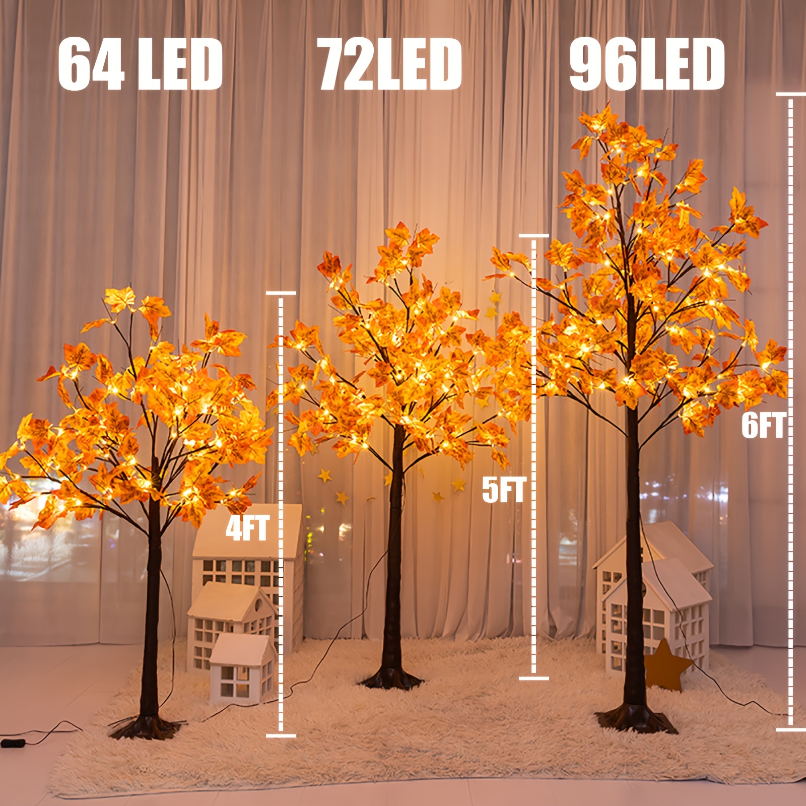 Enerji Tasarruflu LED Akçaağaç Ağacı Işığı - USB ile Çalışan, Sonbahar, Cadılar Bayramı, Noel & Şükran Günü Süslemeleri için Mükemmel, 121.92cm, 152.4cm, 182.88cm Boyutlarında Mevcut